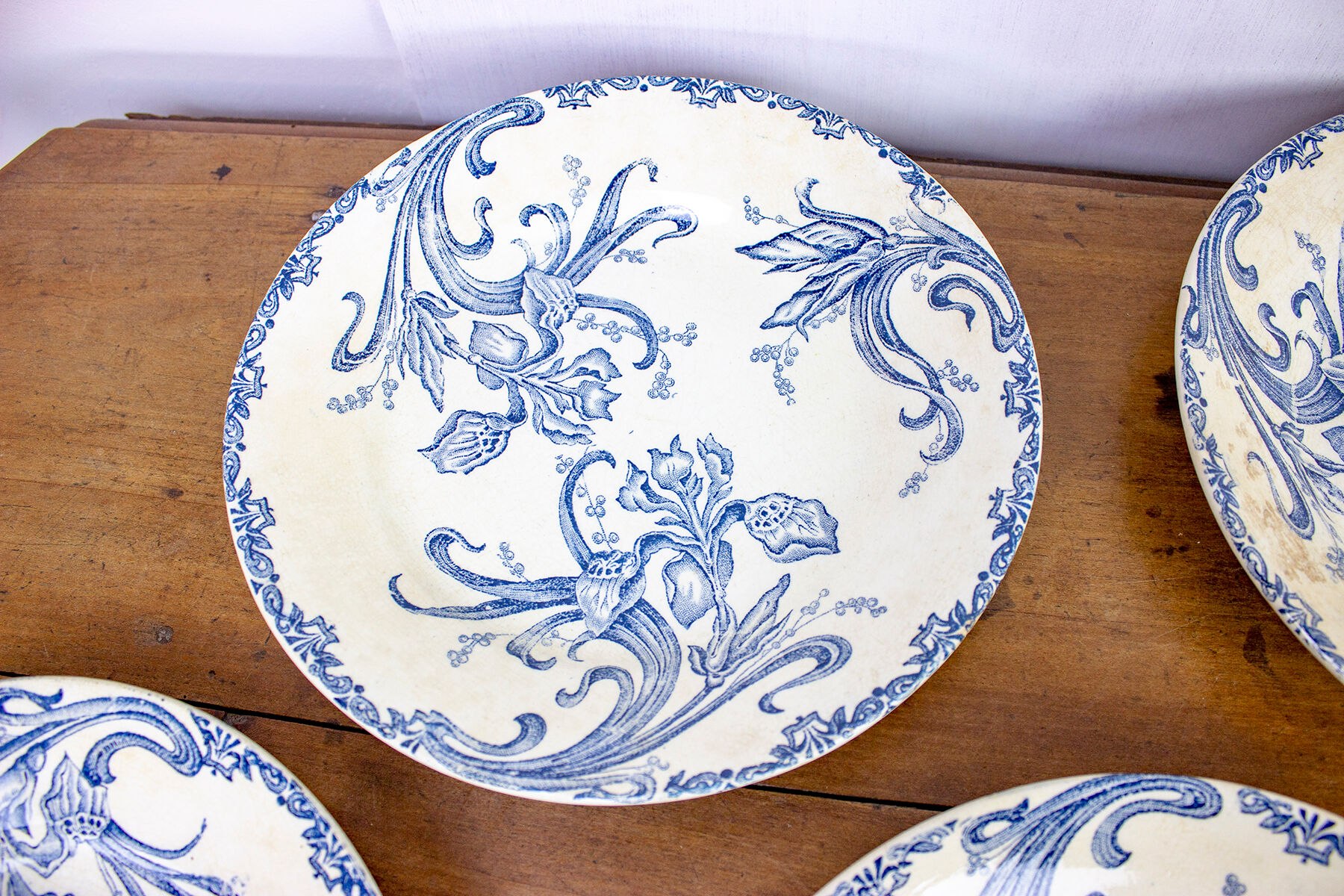 Lot de 8 assiettes plates terre de fer - modèles Iris - Léon Graves - Clairefontaine