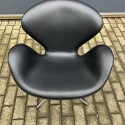 Originele zwart lederen Fritz Hansen Swan chair Topstaat!