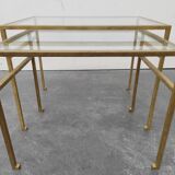 Tables basses gigognes Roger Thibier dorées 1960