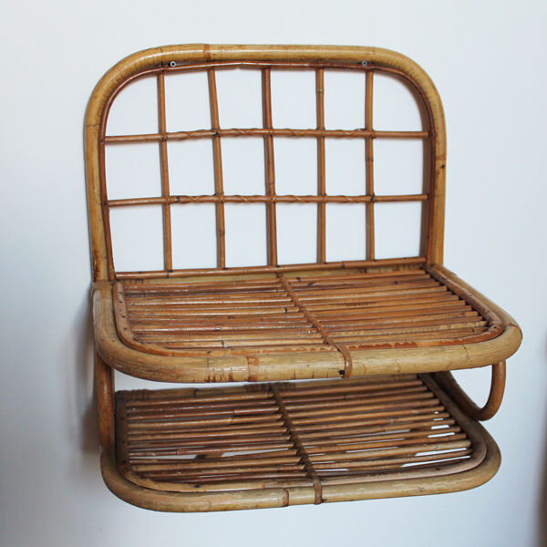 Étagère en rotin vintage