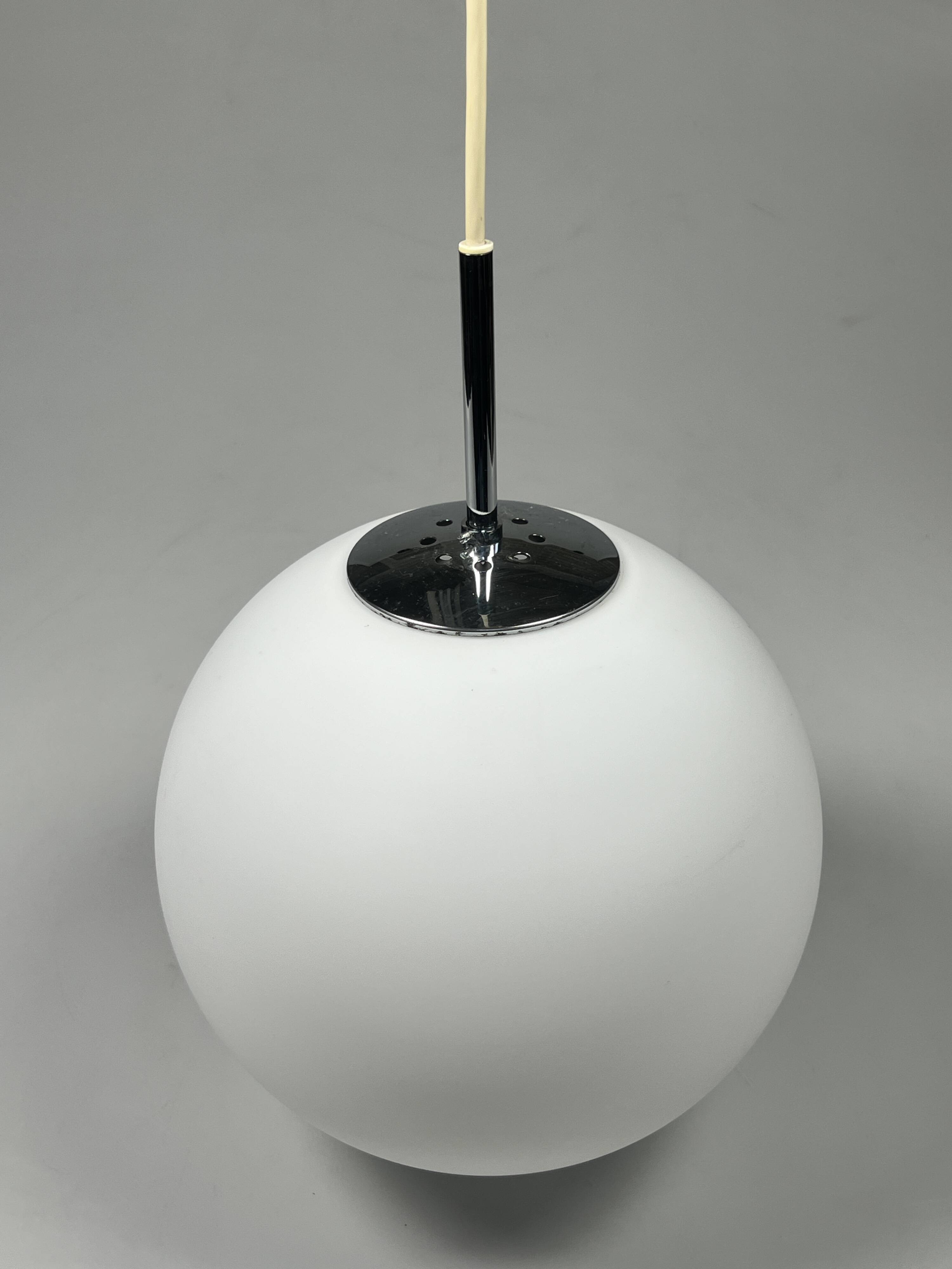 Vintage Glass Globe Lamp / Hanging Lamp, Glashütte Limburg, Germany 1960's
