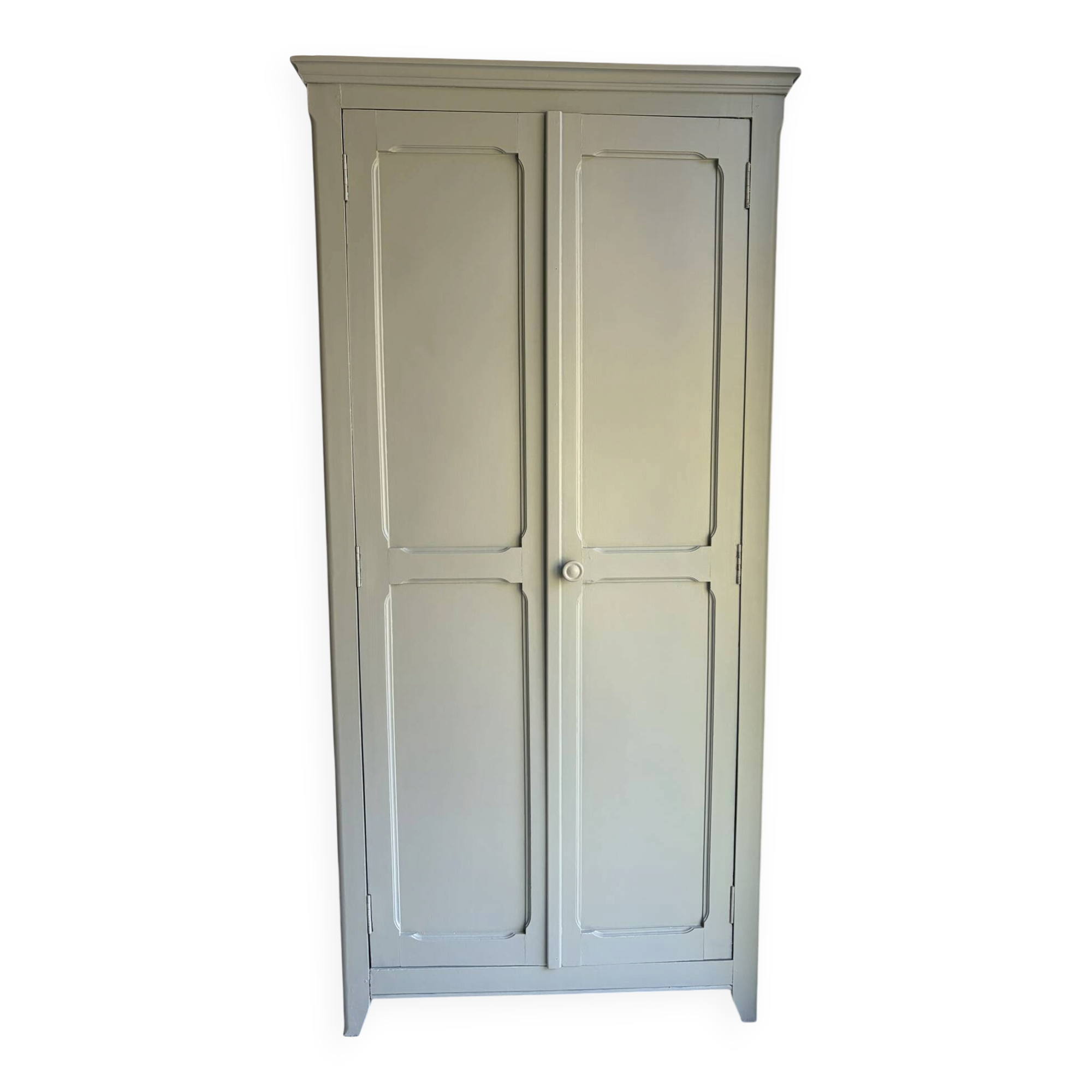 Antique Parisian wardrobe in sage green patina
