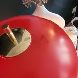 Vintage table lamp with bell shade and brass base