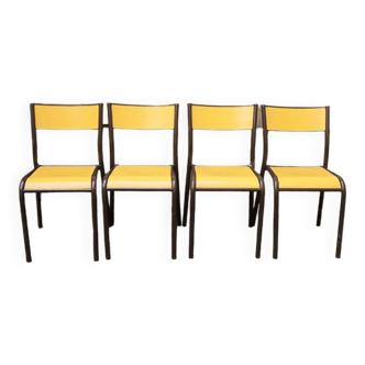 4 old mullca 510 style yellow school chairs