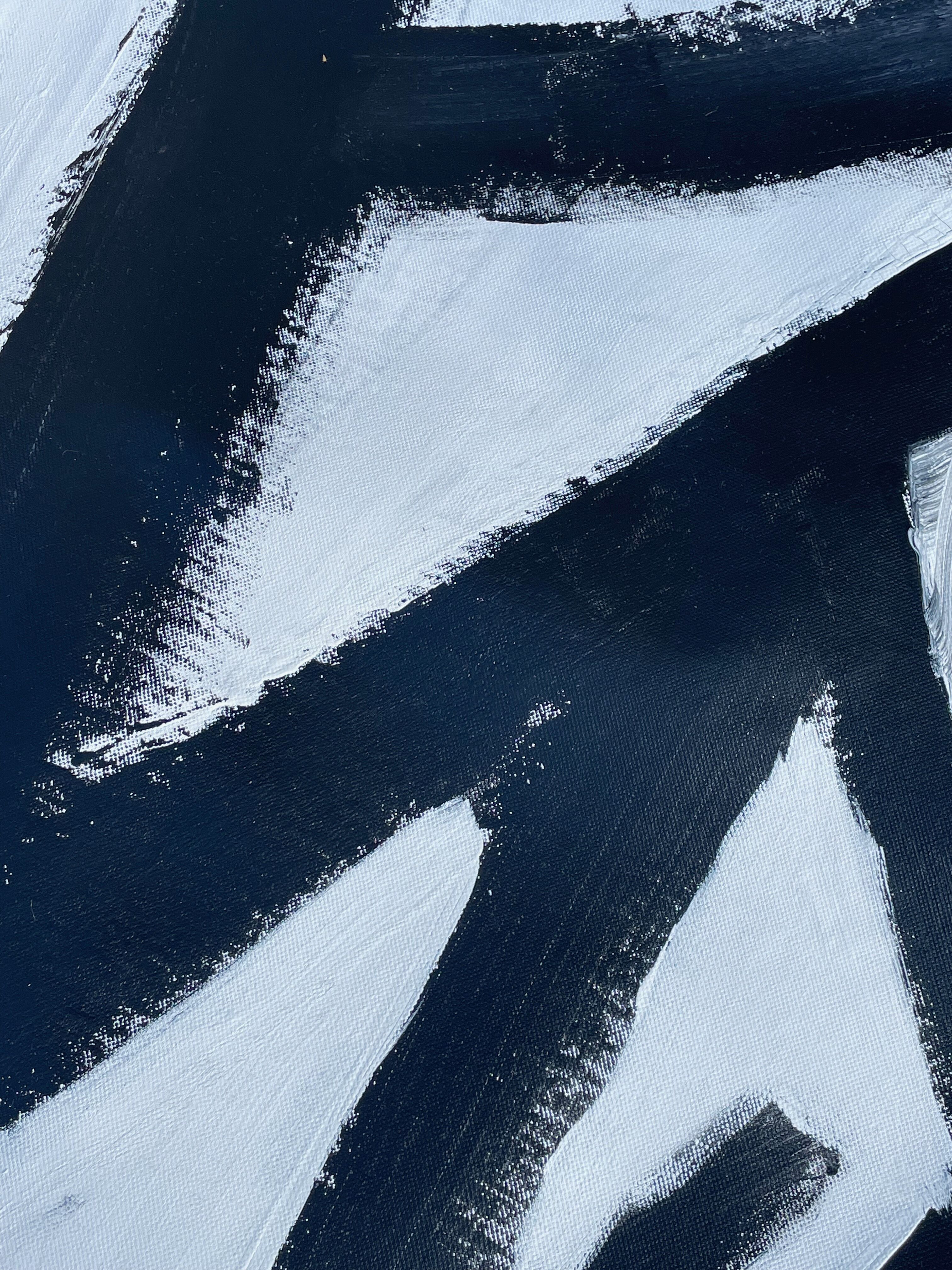 Tableau peinture abstraite noir et blanc XXe