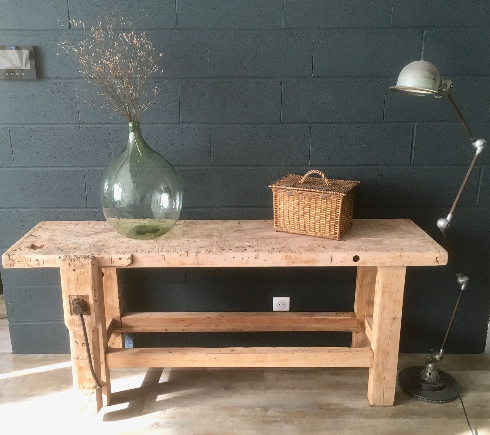 Antique workbench in light wood