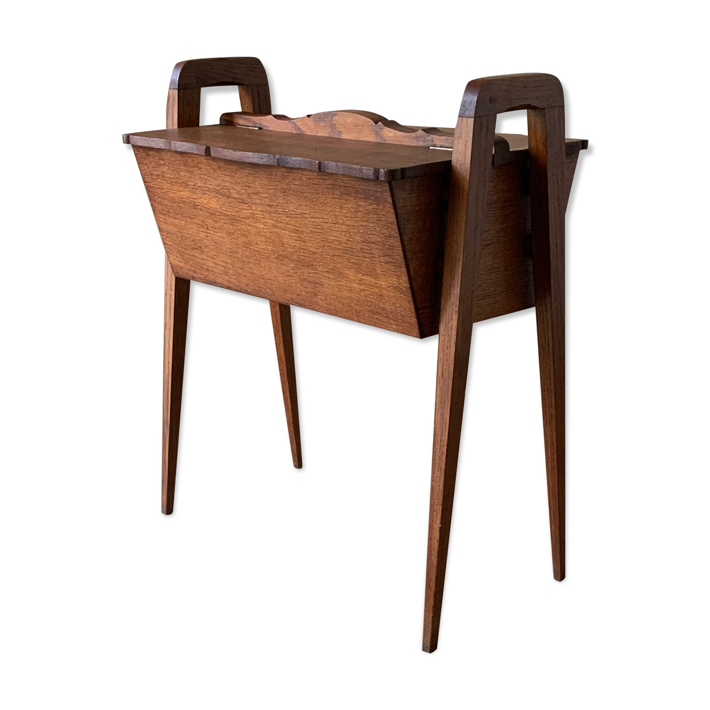 Sewing box vintage solid oak worker