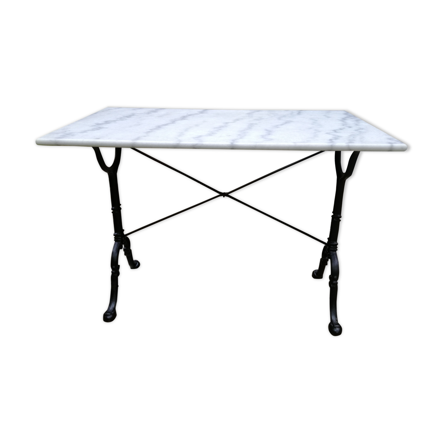 Bistro table in white marble and cast iron 1900