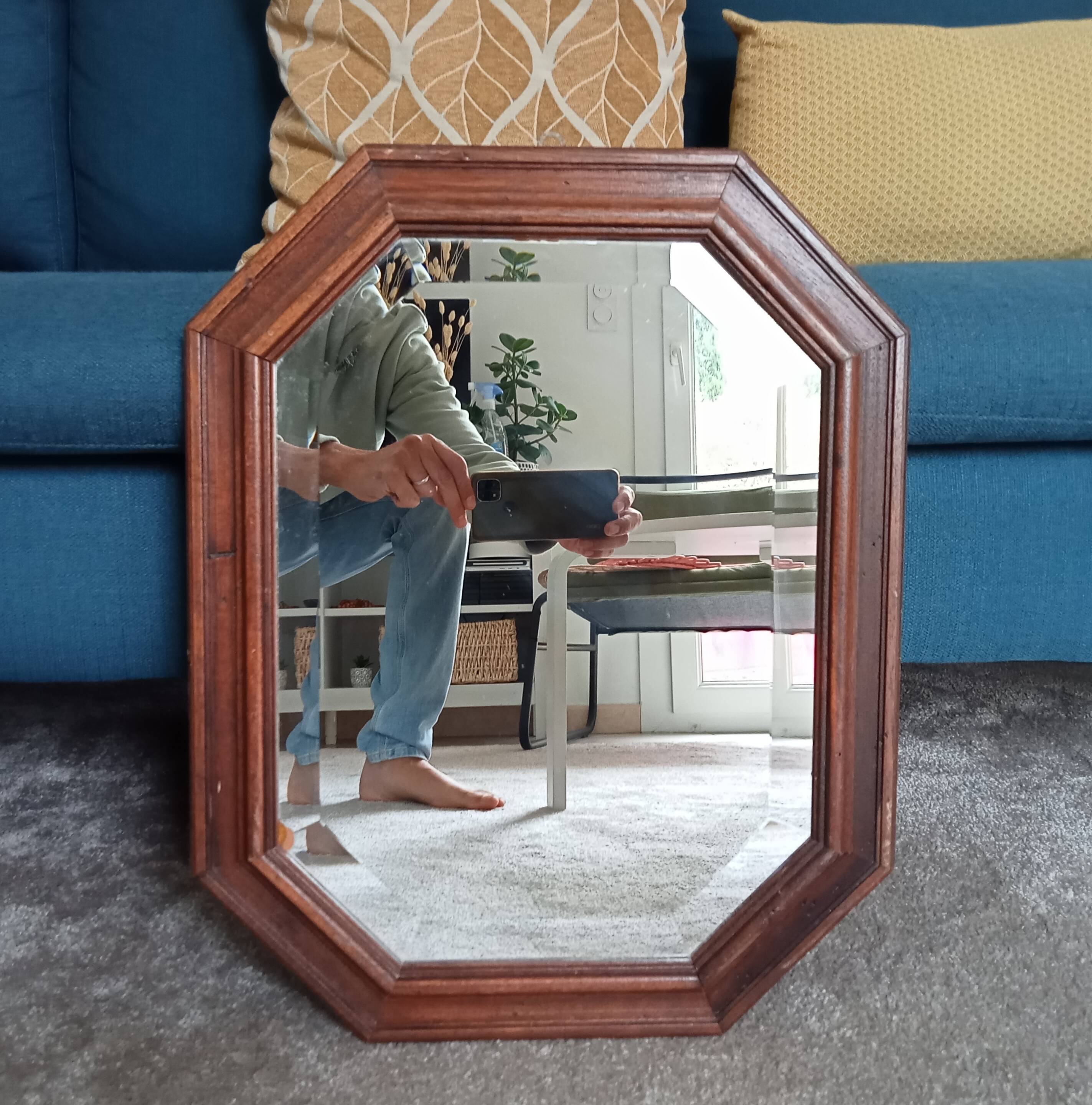 Vintage octagonal beveled mirror 50*40 cm