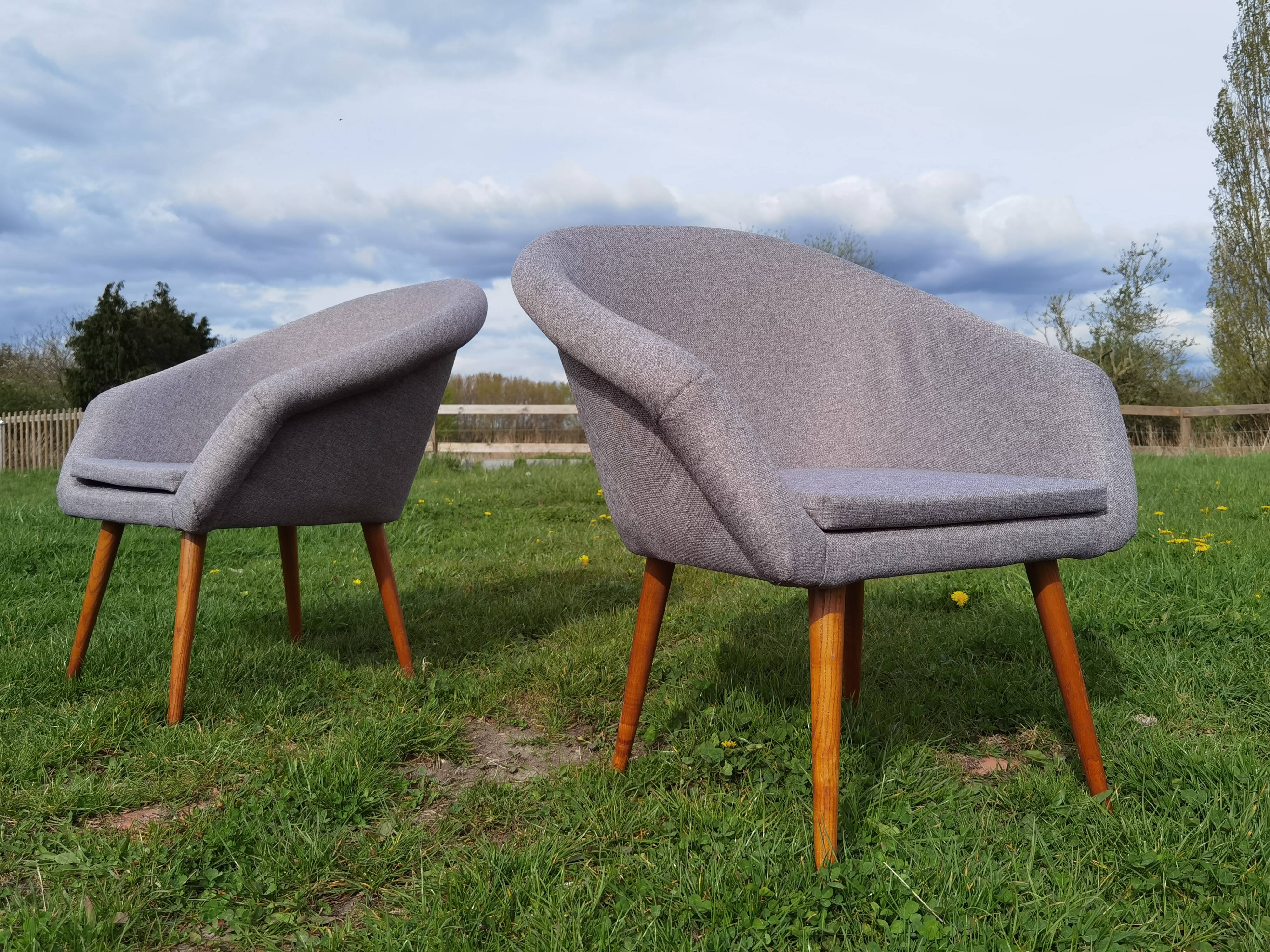 Pair of fiber armchair Miroslav Navratil gray
