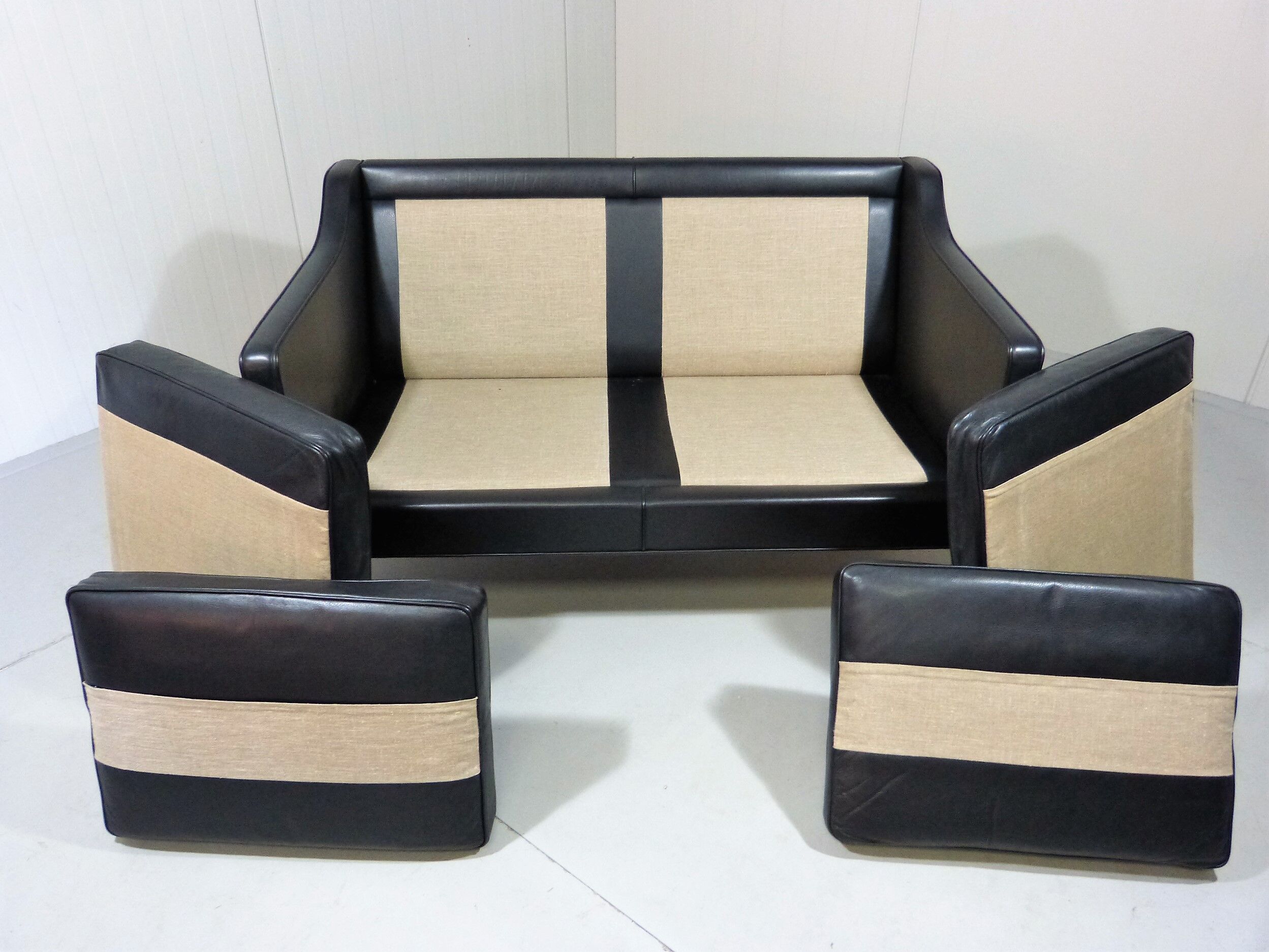 Black leather sofa by Børge Mogensen for Fredericia, Denmark