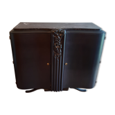 Buffet art deco black steel on marble or 2-door dresser