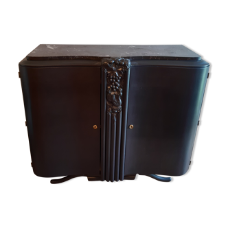 Buffet art deco black steel on marble or 2-door dresser