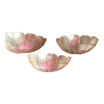 Three mother-of-pearl sconces