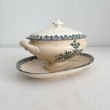 Sauceboat with lid in iron earth "Alhambra" Salins