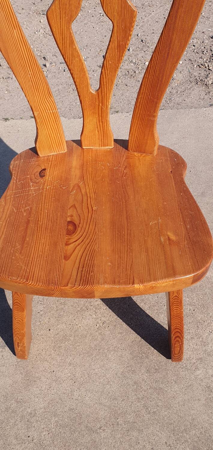 Set 8 vintage Pine dutch dining chairs solid wood 1970s