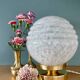 Vintage Art Deco globe table lamp in white Clichy glass
