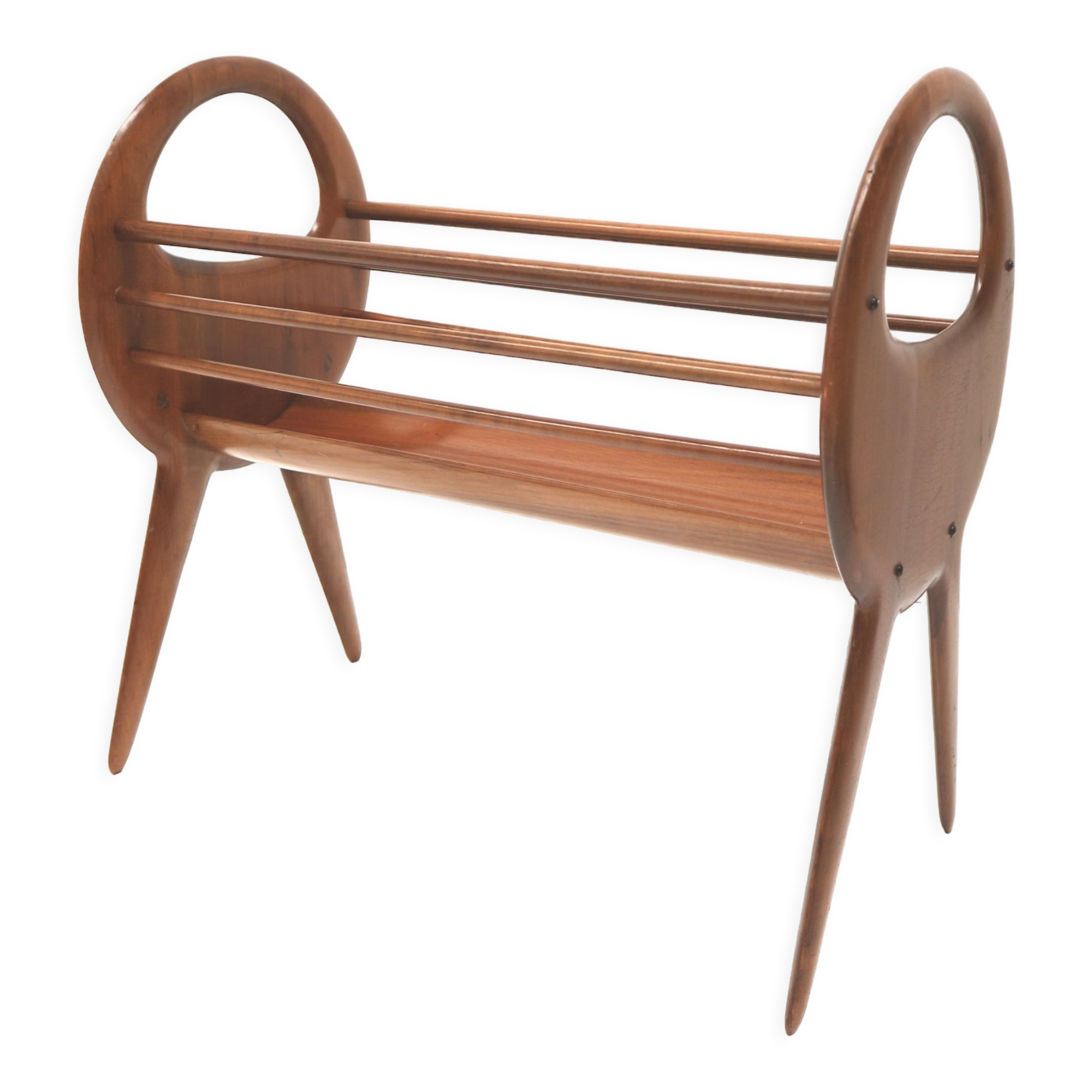 Vintage organically designed magazine rack / reading basket from the 1960s