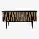 TV cabinet / Low sideboard in natural wood and blackened wood