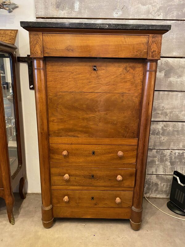 Secretaire style louis xvi en noyer fin xixeme avec tiroirs