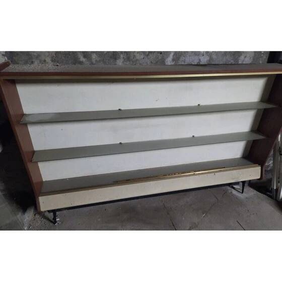 Vintage pharmacy display cabinet with 2 sliding glass doors.