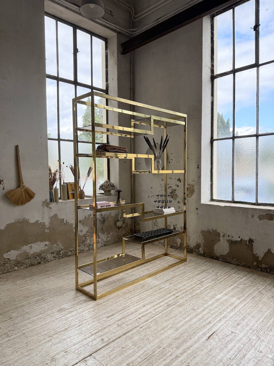 Brass shelf 1970 Belgo Chrom regency