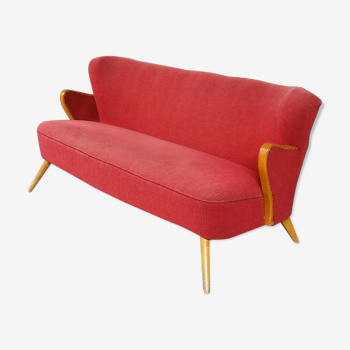 Sofa scandinave danois années 50/60 wing rouge d'époque