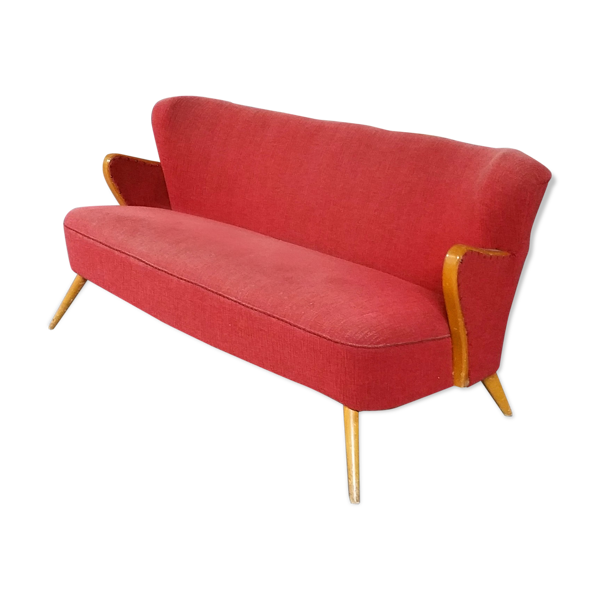 Sofa scandinave danois années 50/60 wing rouge d'époque