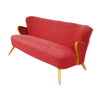 Sofa scandinave danois années 50/60 wing rouge d'époque