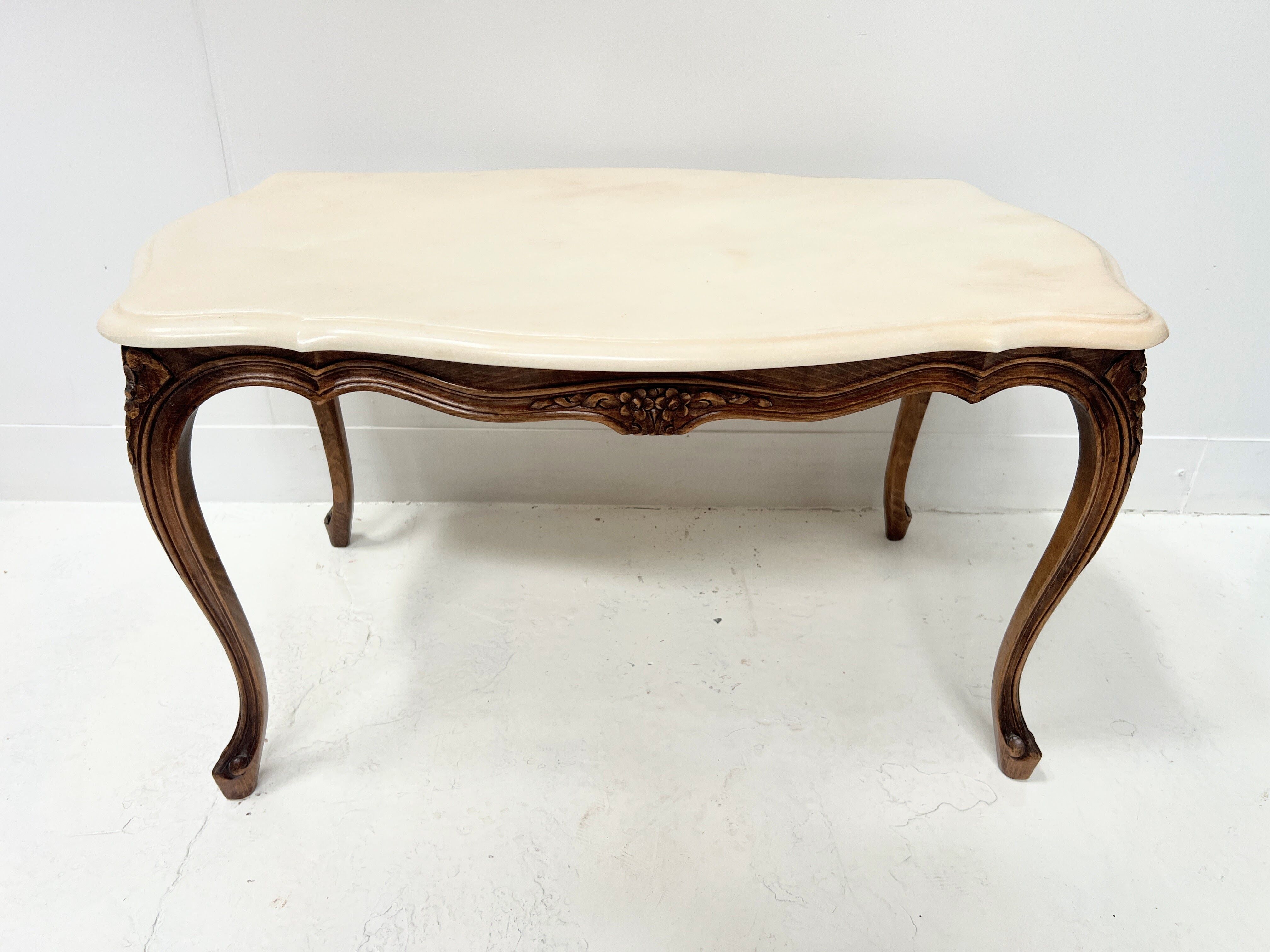 Louis XV style coffee table in patinated beech, 20th century.