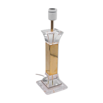 Plexiglass table lamp stand and brass
