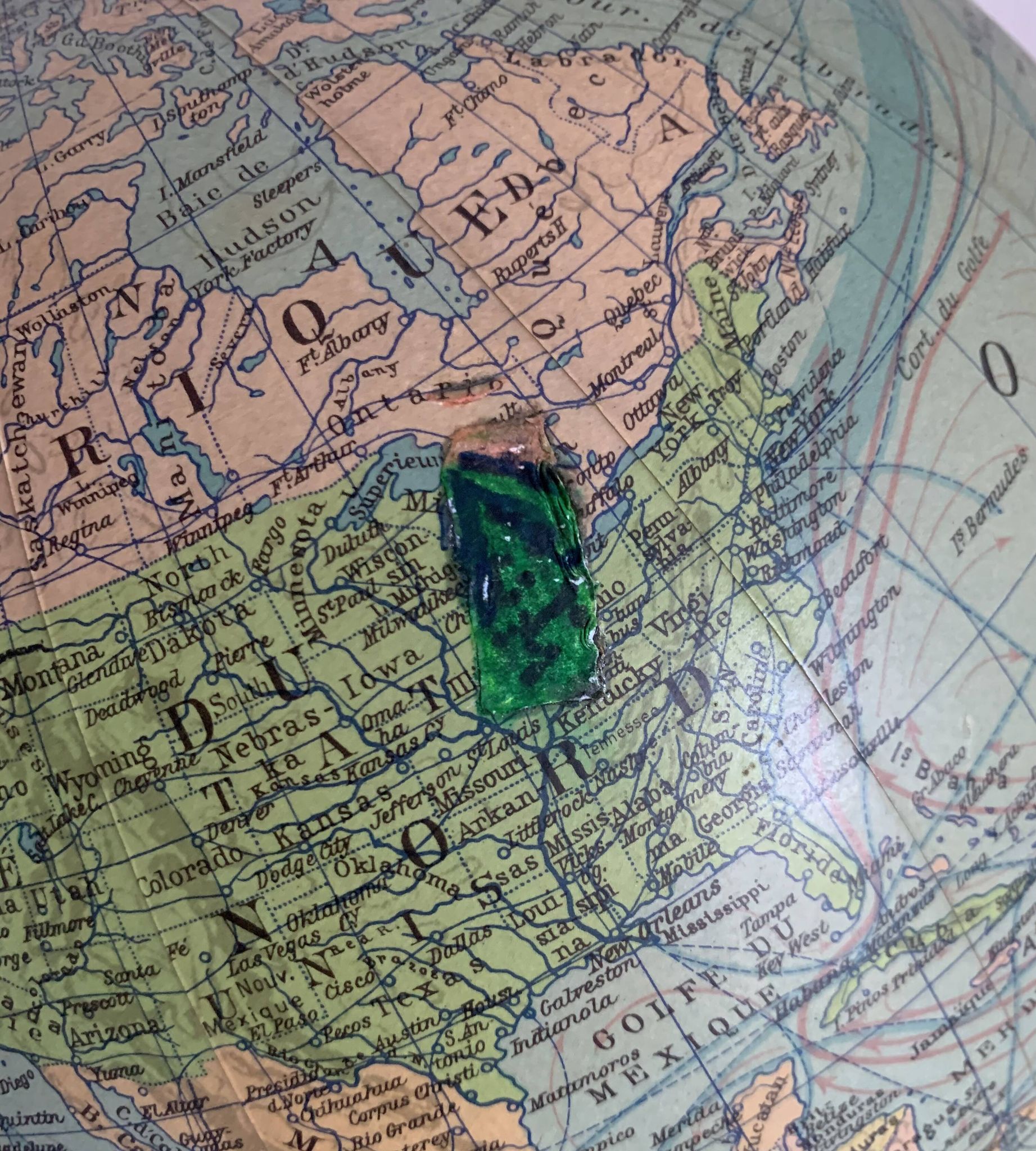 Vintage 1950 terrestrial globe glass Colomb political world map - 34