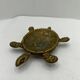 Vintage turtle ashtray in gilded brass, patinated animal-shaped catchall.