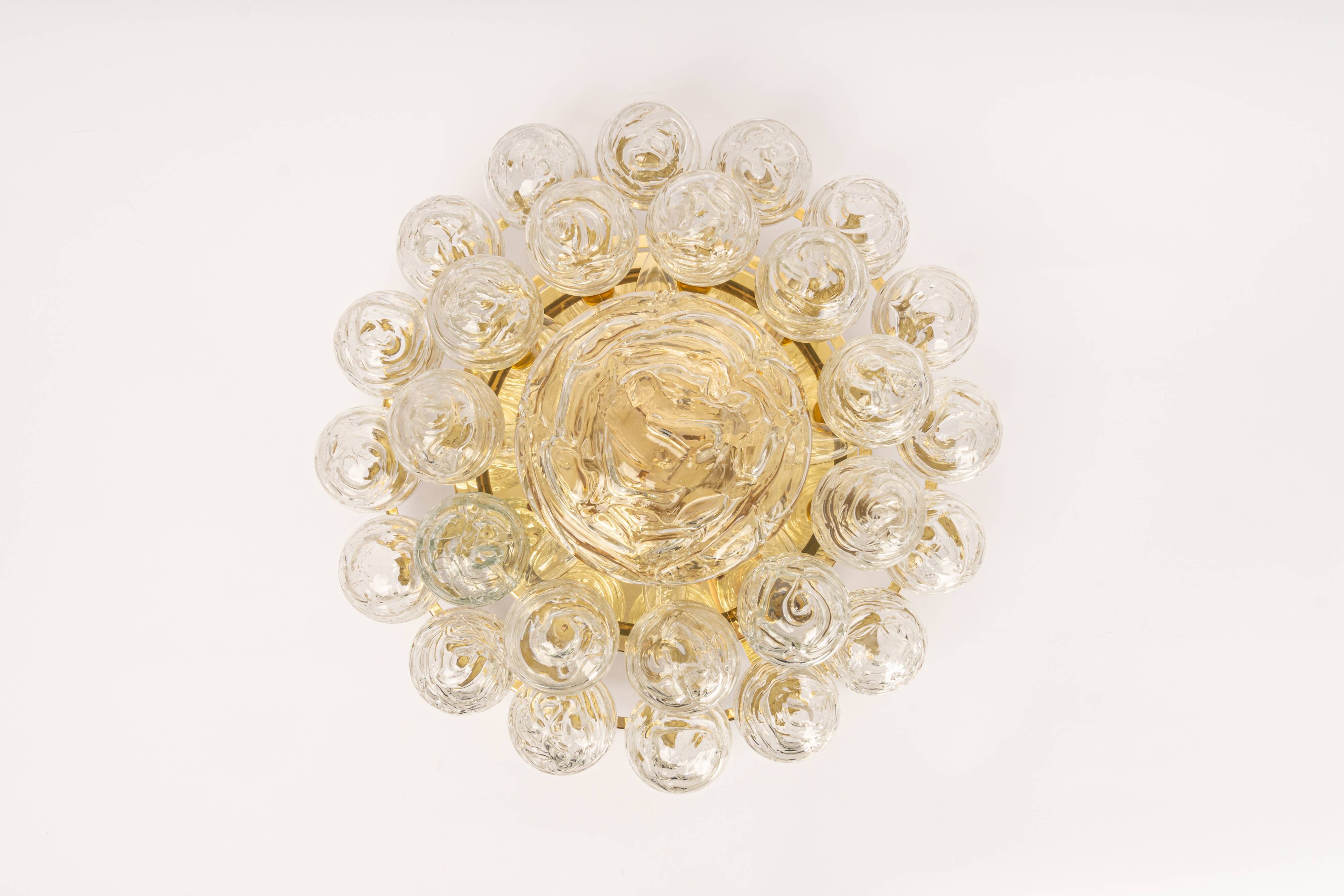 Spectacular Sputnik Flush Mount Glass Snow Balls by Doria, Germany, 1970s