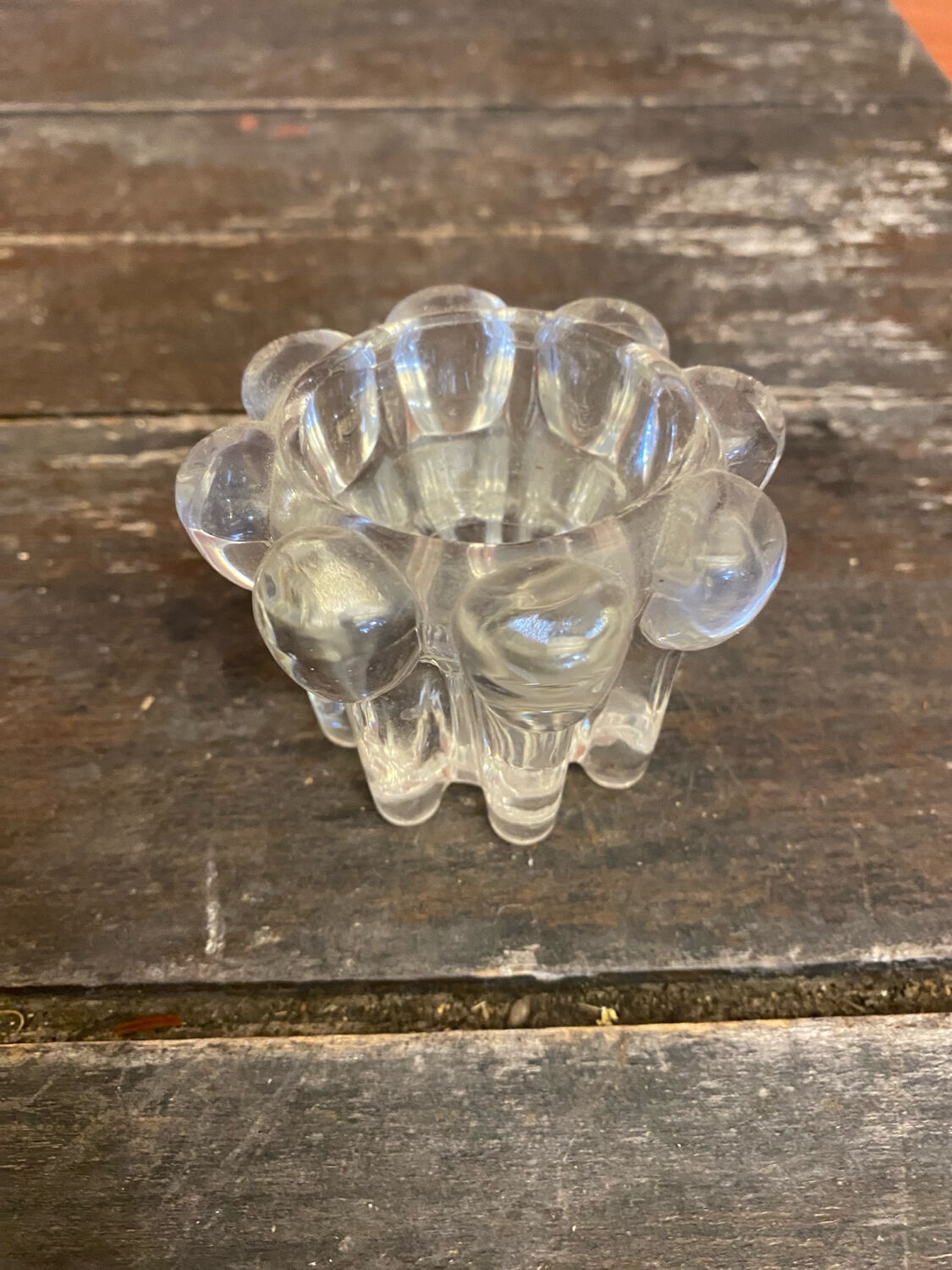 Set of 4 Vintage Glass Moulded Candle Holders 1970s France