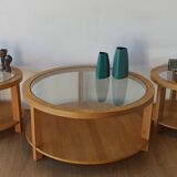 Round Tables with Glass Tops, Set of 3.