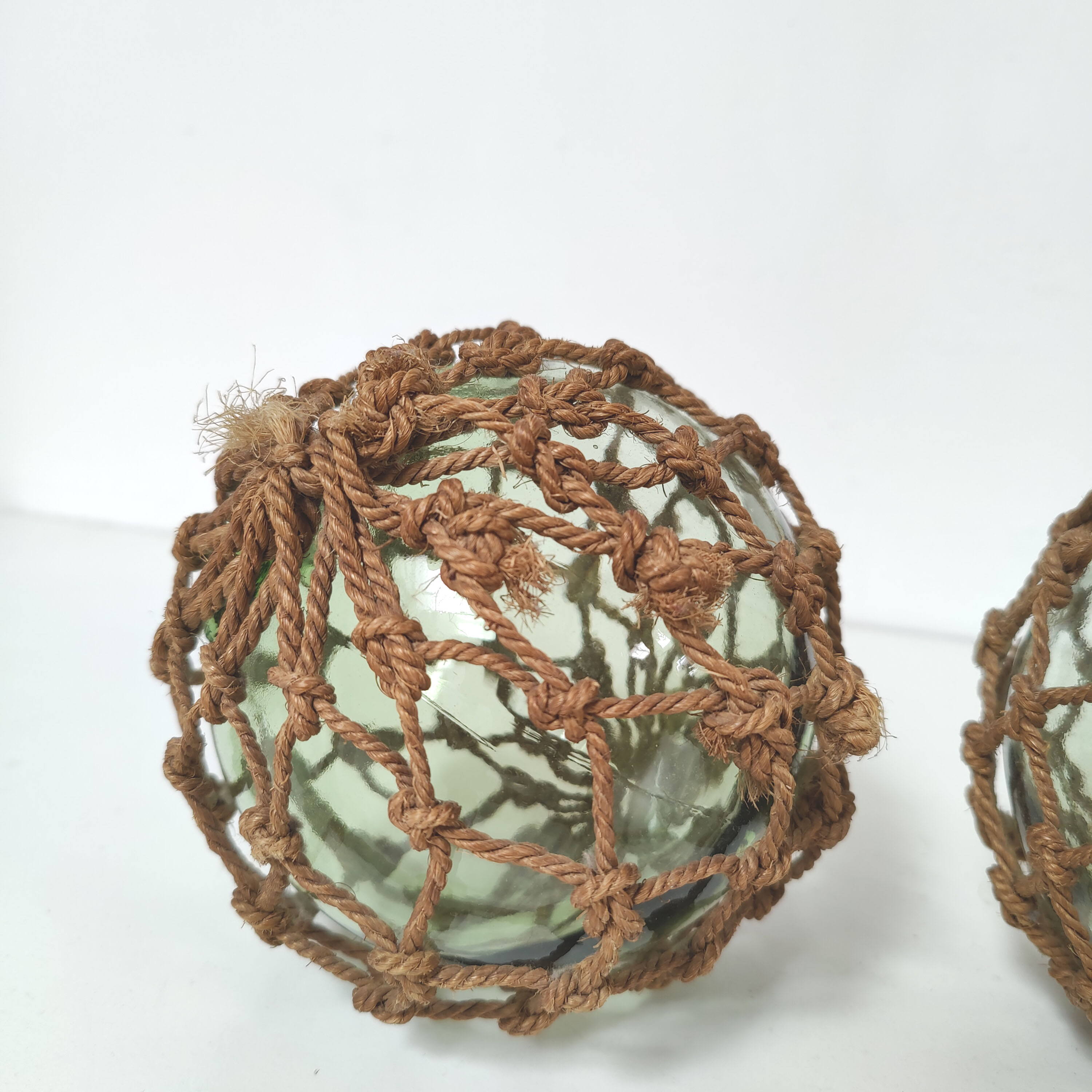 Lot 2 flotteurs marin boule verre et corde