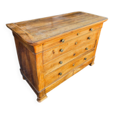 Louis-Philippe commode in light wood with four drawers, 19th century.
