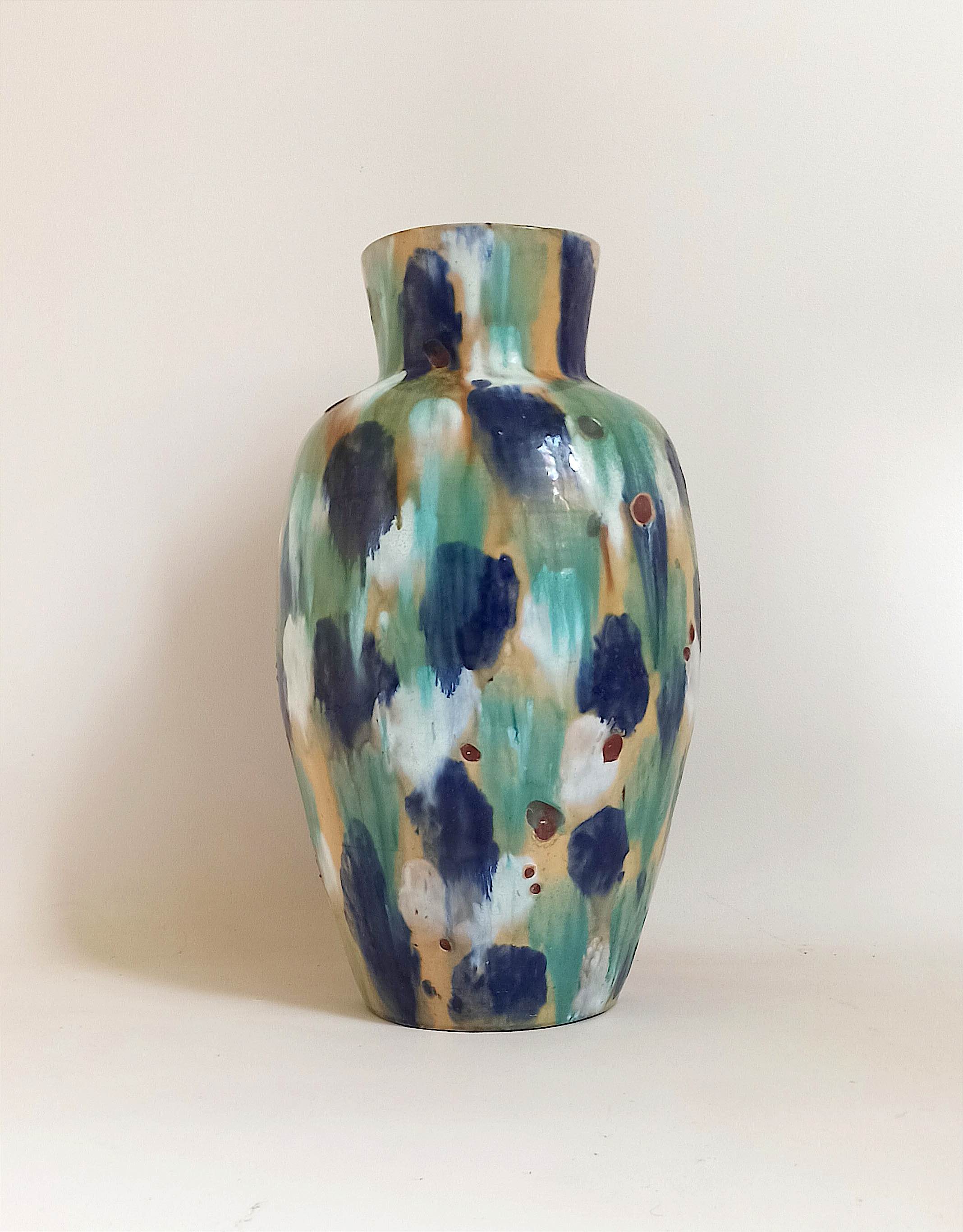 Glazed terracotta floor vase