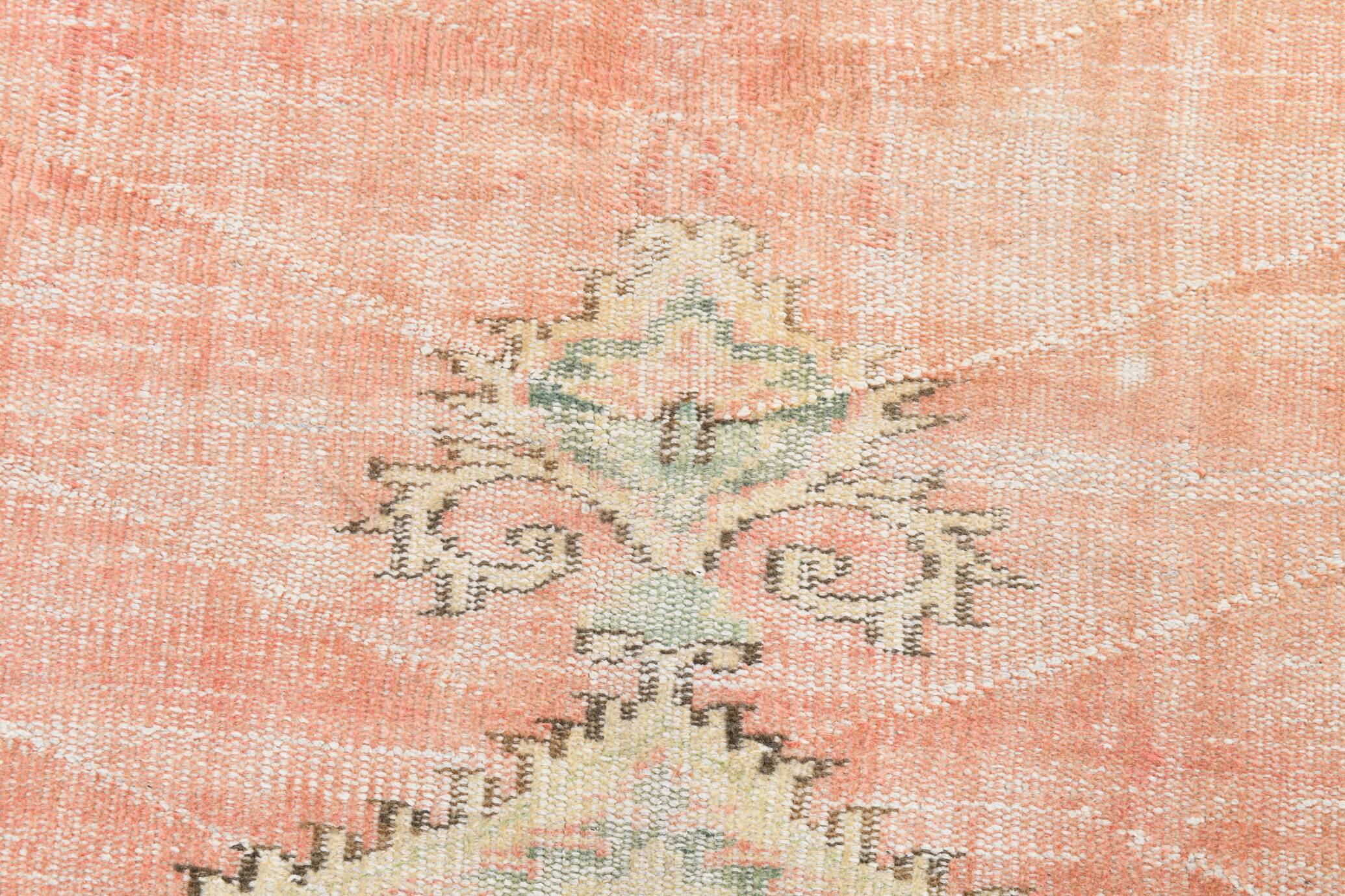 6x9 Vintage Peach Oushak Vintage Rug, 184x276 Cm