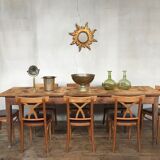 Large farm table bistro in fir early 20th century patina old grunge indus loft