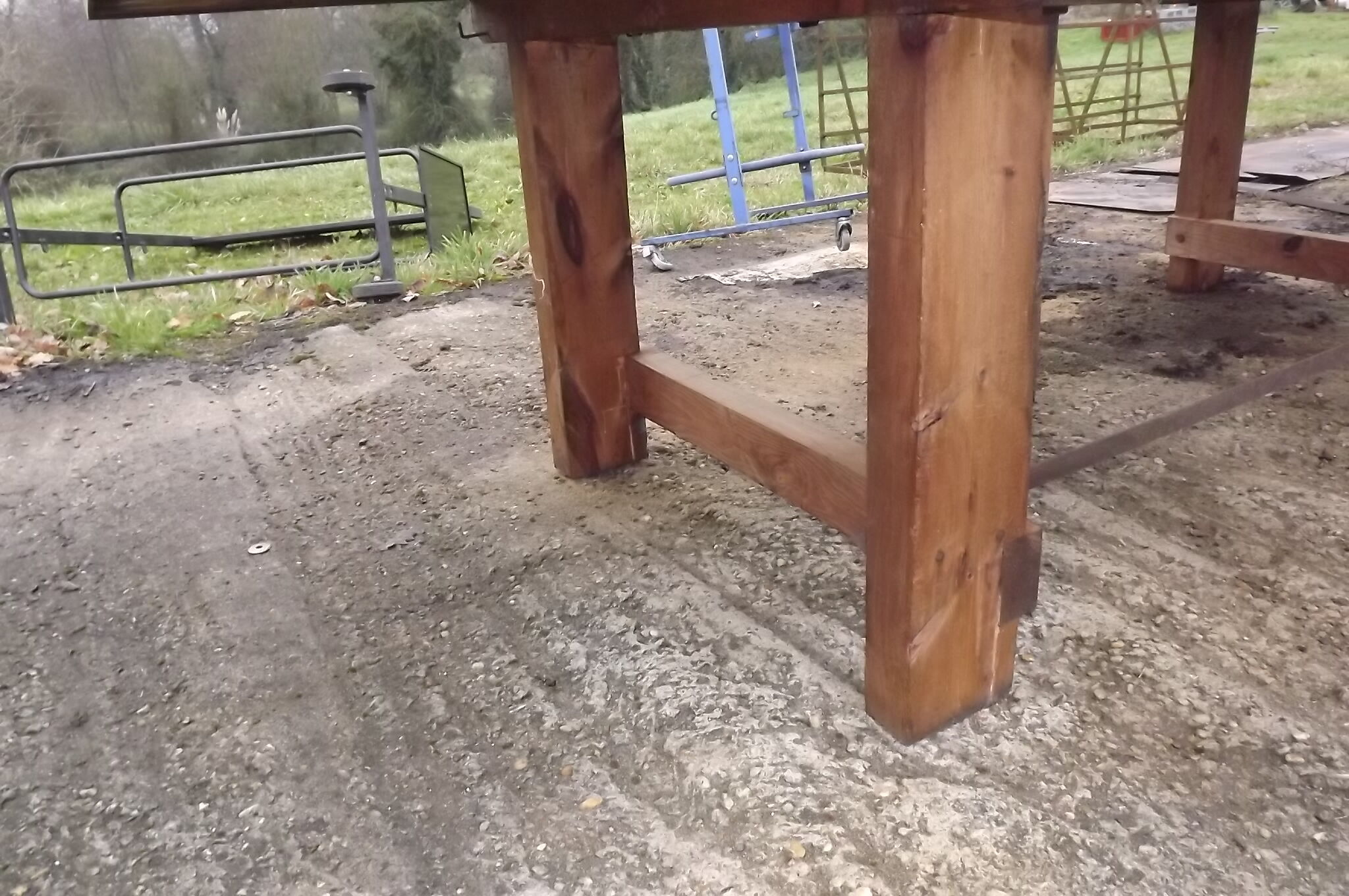 Garage established old pine table