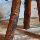 Brutalist sofa tip table in vintage solid wood