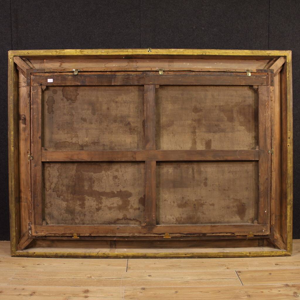 Grand tableau de paysage flamand du XVIIe siècle, fête de village