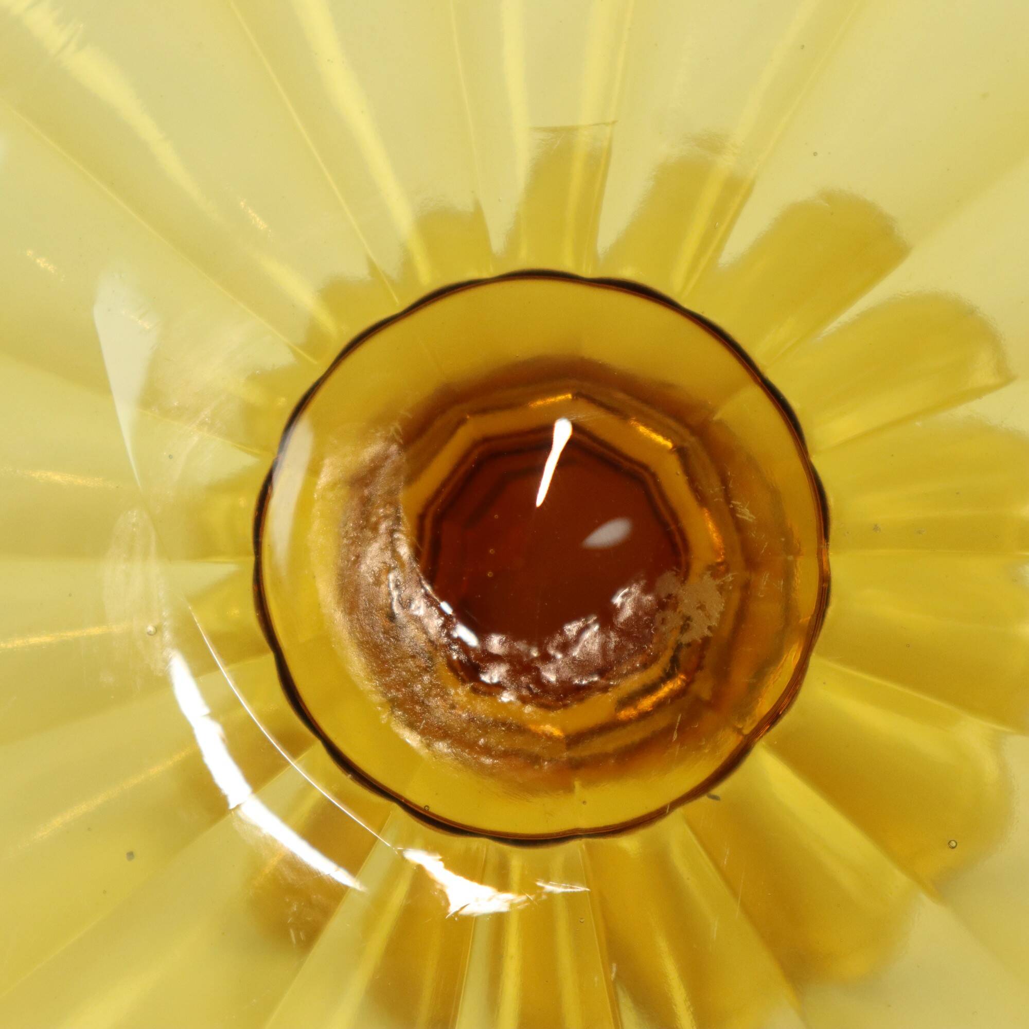 Art Deco Amber Cake Dish Depression Glass Verrerie Scailmont