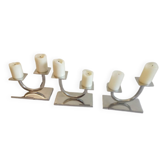 Suite of 3 design candle holders 70 with 2 arms