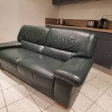 Dark green leather sofa 2-3 seats