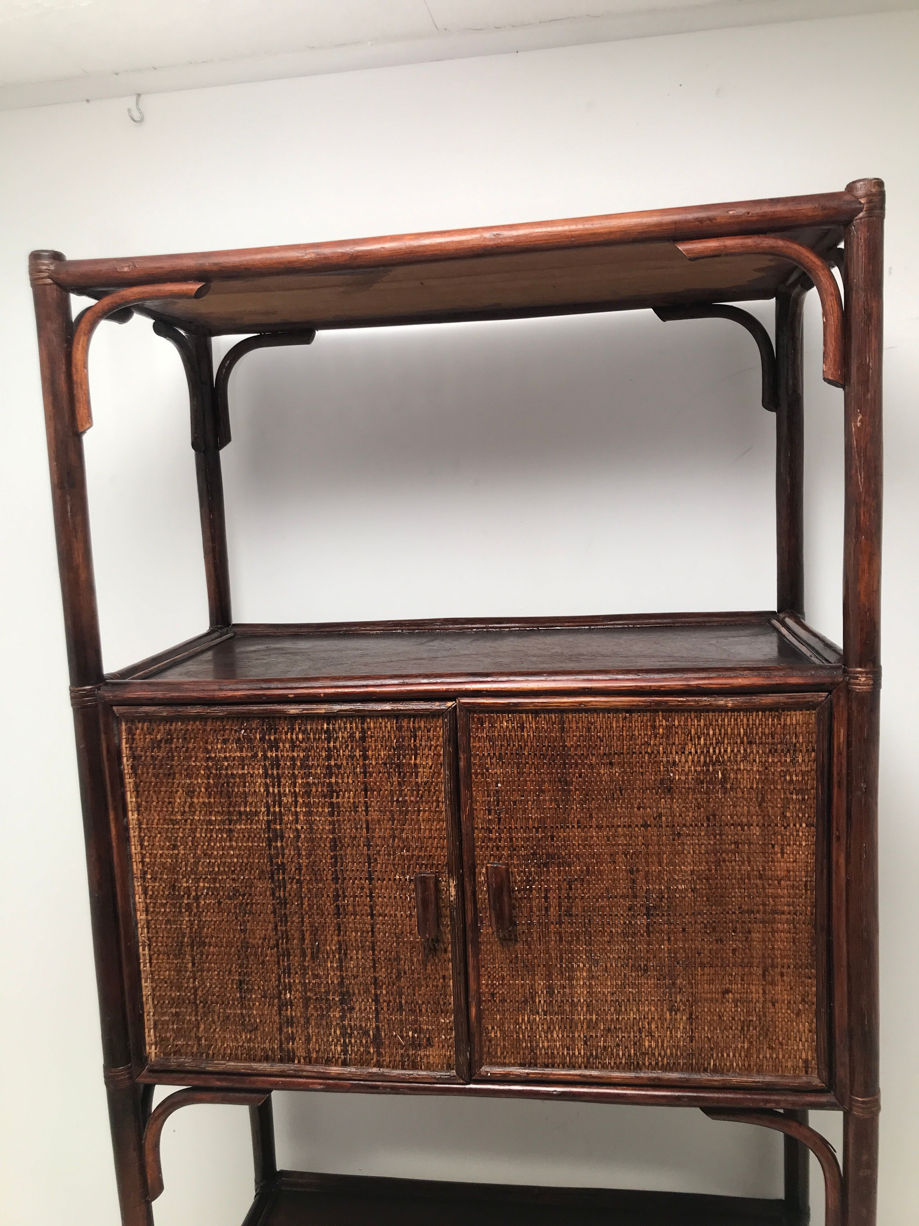Library Vintage bamboo shelf colonial style