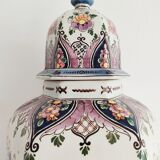 Delft potiche vase polychrome parakeets decoration