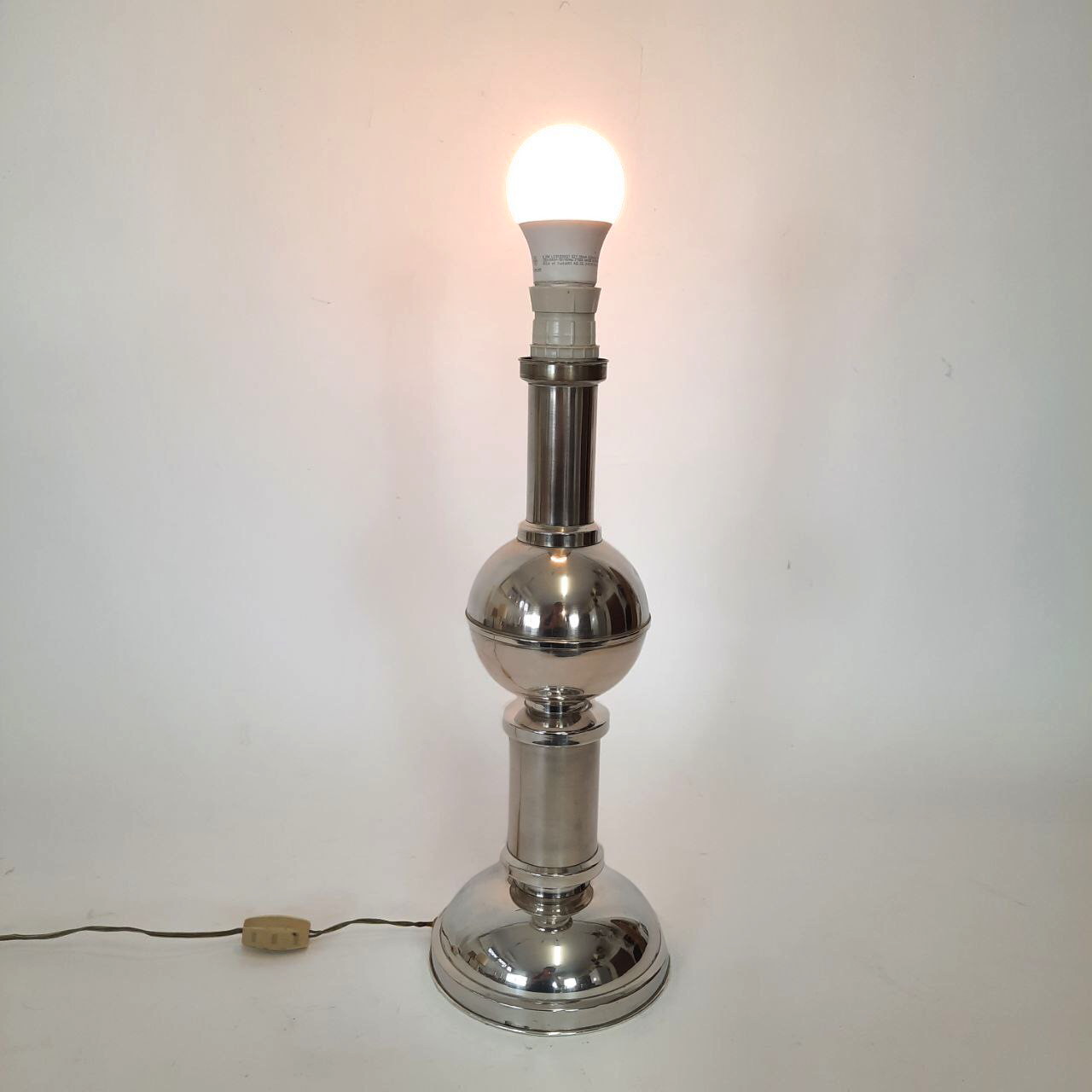 Three vintage bedside lamps in silver